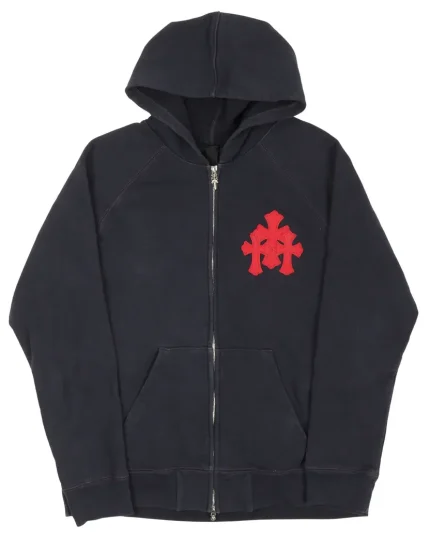Chrome Hearts Cemetery Cross Patch Paper Jam Zip Up Hoodie