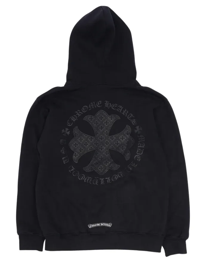Chrome Hearts Vintage Embroidered Plus Cross Zip Up Hoodie