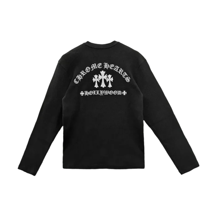 Chrome Hearts Black Henley Embroidered Thermal Shirt