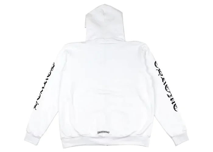 Chrome Hearts Vertical Logo FU Hood Zip Up Hoodie White
