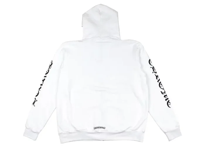 Chrome Hearts Vertical Logo FU Hood Zip Up Hoodie White