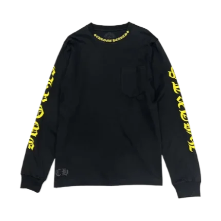 Chrome Hearts Yellow Neck Logo Black Long Sleeve Shirt