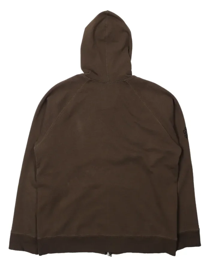 Chrome Hearts Olive Vertical Script Zip-Up Hoodie
