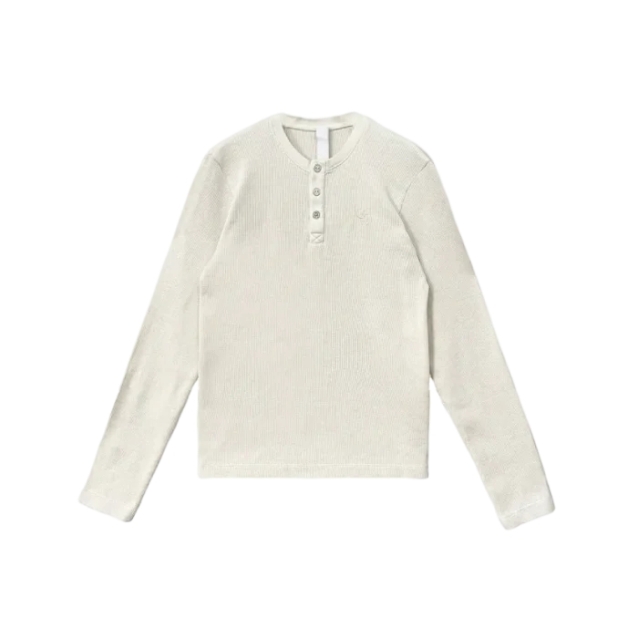 Chrome Hearts Waffle Henley Collar CH Logo Embroidered Shirt