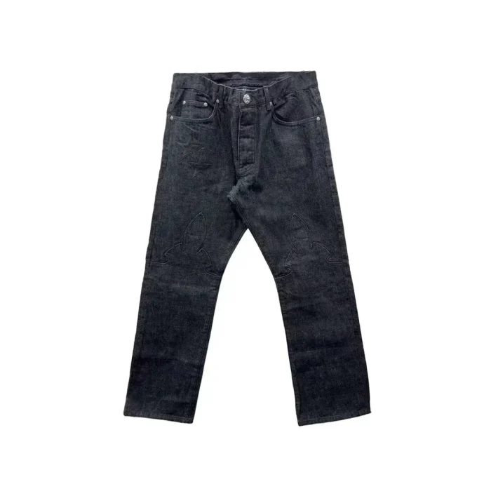 Chrome Hearts Black Star Patch Flame Knee Cargo Pants