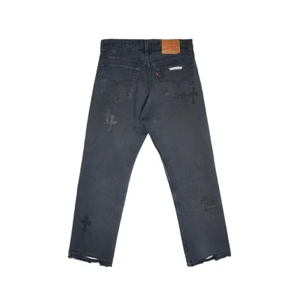 Chrome Hearts Levi's 501 Black Cross Patch Grey Jeans