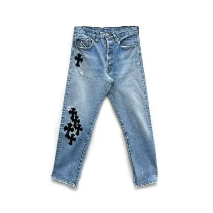 Chrome Hearts Levi's 501 Exclusive Alligator Cross Patch Denim Jeans