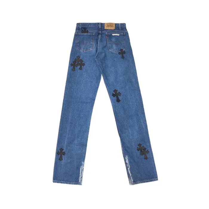 Chrome Hearts Levi's 505 Black Cross Patch Jeans