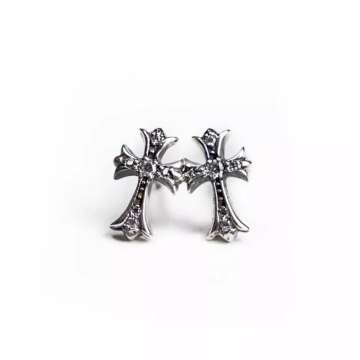 Chrome Hearts Cross Baby Fat Stud Pierce Earrings