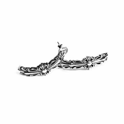 CH DOUBLE FLORAL CROSS HOOP EARRING