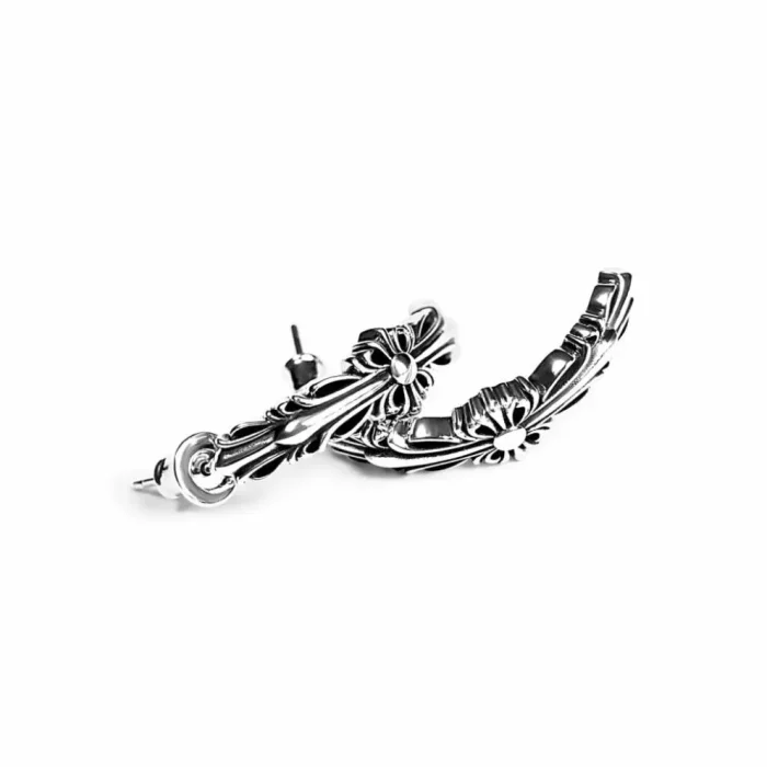 CH DOUBLE FLORAL CROSS HOOP EARRING